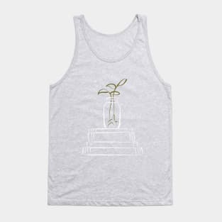 Green propagating plant and books illustration Tank Top